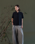Aoi Collared Shirt - Sky Blue / Black BACKORDER