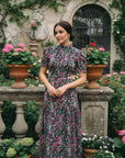 Gigi Pleated Maxi Cheongsam - Sakura