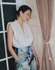 Crystal Pleated V-Neck Top