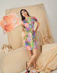 Theia Tie Shift Cheongsam - Abstract Multi Colour