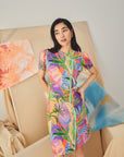 Theia Tie Shift Cheongsam - Abstract Multi Colour