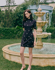 Chevonne Bejewelled Cheongsam - Black / Ice Blue