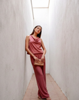 Jess Cupro Jumpsuit - Rose Pink / Black / Sage / Olive Green