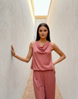 Jess Cupro Jumpsuit - Rose Pink / Black / Sage / Olive Green