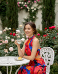 Delphine Halter Cheongsam -Sunset Blooms