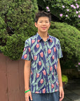 Lil' Man Tuileries Shirt - Navy Tulips / French Florals