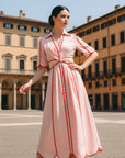 Candi Shirt Dress - Pink / Red