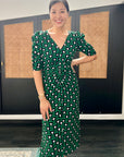 Becca Ruched Dress - Emerald Tulips