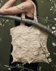 Mizumi Pleated Shoulder Bag- Black/ Beige/ Lilac