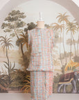Roxette Tweed Skirt Set - Tangerine/ Turquoise