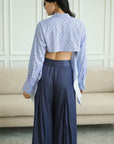 Mia Tie-Back Shirt - Blue Weave / White