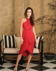 Clyo Halter Knot Dress - Red /Rose Pink