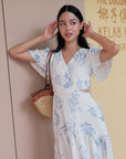 Magnolia Convertible Maxi Dress - Cream & Blue Floral