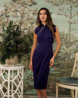 Ava Fitted Midi Cheongsam - Teal / Royal Purple / Coral (Pre-Order)