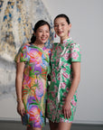 Theia Tie Shift Cheongsam - Pink-Green Floral
