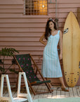 Brighton Column Midi Dress - Turquoise Stripes