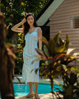 Brighton Column Midi Dress - Turquoise Stripes