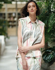 Zahara Skirt Set - Pink Leaves / Black