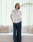 Zoom Ready Rayon Top - Lilac / Rust / White