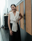 Aira Pleated Vest - Cream / Black