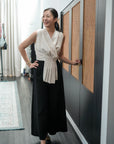 Aira Pleated Vest - Cream / Black