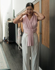 Aira Pleated Vest - Cream / Black