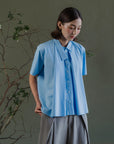 Aoi Collared Shirt - Sky Blue / Black BACKORDER