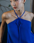 Katsumi Tassel Halter Top - Cobalt / White / Black