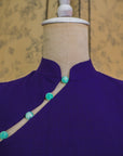 Ava Fitted Midi Cheongsam - Teal / Royal Purple / Coral (Pre-Order)