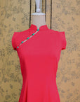 Ava Fitted Midi Cheongsam - Teal / Royal Purple / Coral (Pre-Order)