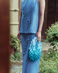 Tsuki Cheongsam Top - Dark / Light Chambray BACKORDER