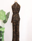 River Peplum Pants Set - Forest Swirl / Bengal Stripe