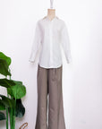 Mia Tie-Back Shirt - Blue Weave / White