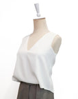 Signature French Tuck Top ( Round neck / V-neck ) - White / Black