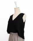 Signature French Tuck Top ( Round neck / V-neck ) - White / Black