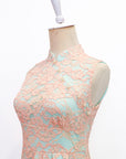 Signature Lace Cheongsam (Knee Length) - Peach (Pre-Order)