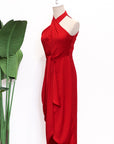 Clyo Halter Knot Dress - Red /Rose Pink