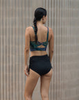 24/7 Swim Top - Abstract Botanical / Black