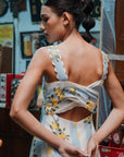 Limoncello Linen Maxi Dress - Lemons / Blue Floral