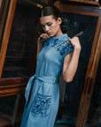 Ann Siang Embroidery Denim Dress Light/ Dark Chambray