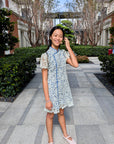 Lil' Aimee Lace Cheongsam - Lime Green & Chambray