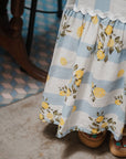 Limoncello Linen Maxi Dress - Lemons / Blue Floral