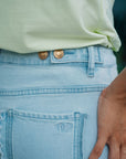 Scalloped Everyday Barrel Jeans - Dark Denim / Light Denim