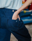 Scalloped Everyday Barrel Jeans - Dark Denim / Light Denim