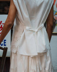 Sayang Embroidery Tie Top - White / Midnight Blue