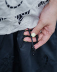 Sayang Embroidery Skirt - White / Midnight Blue