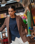 Duxton Silk Blazer - Navy / Brown
