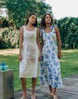 Adele Lace Dress - White / Navy