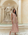 Levia Drop Waisted Maxi Dress - Baby Blue / Blush Pink