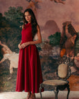 Estee Drop Waisted Maxi Cheongsam - Red / Black